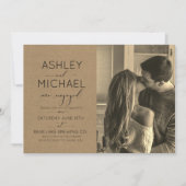 Calligrafie Typografie 2 Foto Sepia Huwelijk Kaart (Voorkant)