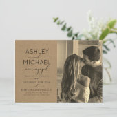 Calligrafie Typografie 2 Foto Sepia Huwelijk Kaart (Staand voorkant)