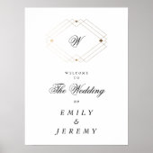 Calligrafie Typografie Monogram Gold Deco Wedding Poster (Voorkant)
