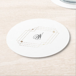 Calligrafie Typografie Monogram Gold Deco Wedding Ronde Kartonnen Onderzetter