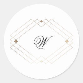 Calligrafie Typografie Monogram Gold Deco Wedding Ronde Sticker