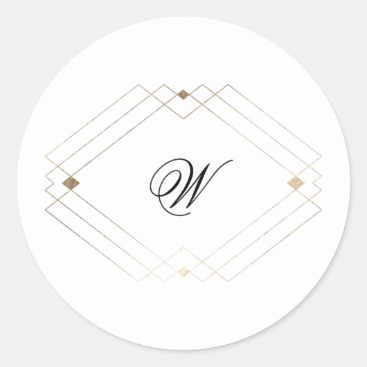 Calligrafie Typografie Monogram Gold Deco Wedding Ronde Sticker (Voorkant)
