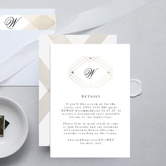 Calligrafie Typografie Monogram Gold Deco Wedding RSVP Kaartje