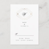 Calligrafie Typografie Monogram Gold Deco Wedding RSVP Kaartje (Voorkant)