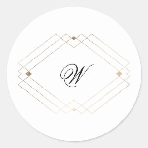Calligrafie Typografie Monogram Goud Deco Trouwdag Ronde Sticker
