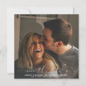 Calligrafie Typografie Square 3 Fotohuwelijk Save The Date (Voorkant)