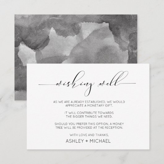 Calligrafie Typografie Wedding Wishing Well Horiz. Informatiekaartje (Voorkant / Achterkant)