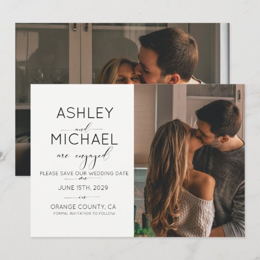 CALLIGRAFIE TYPOGRAPHY 2 Foto slaat de datum op Kaart (Voorkant / Achterkant)