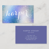 Calligrafie Unicorn Glitter Iridescent Holographic Visitekaartje (Voorkant / Achterkant)