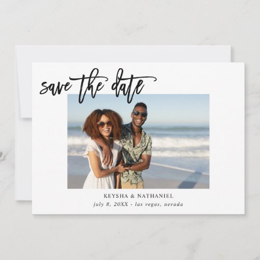 Calligrafie Uno Photo Save the Date (Voorkant)