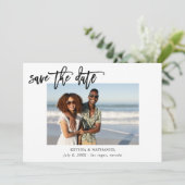 Calligrafie Uno Photo Save the Date (Staand voorkant)
