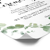 Calligrafie Unplugged Ceremony Eucalyptus Sign Poster (Hoek)