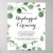 Calligrafie Unplugged Ceremony Eucalyptus Sign Poster (Voorkant)