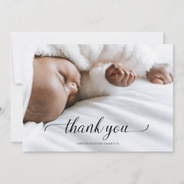 Calligrafie Uw foto Nieuwe Babydouche Hartelijk da Bedankkaart