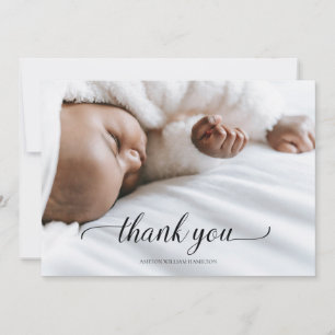 Calligrafie Uw foto Nieuwe Babydouche Hartelijk da Bedankkaart
