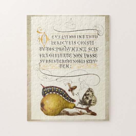 Calligrafie van gelakt initiaal pereninsect legpuzzel (Verticaal)