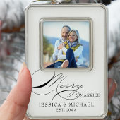 Calligrafie van Merry & Married Couples Verzilverd Omlijst Ornament