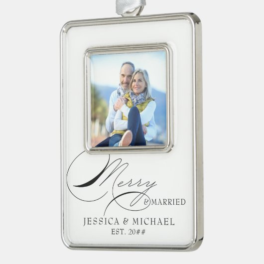 Calligrafie van Merry & Married Couples Verzilverd Omlijst Ornament (Links)