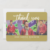 Calligrafie van penseel 3 Foto Modern Afstuderen Bedankkaart (Voorkant)