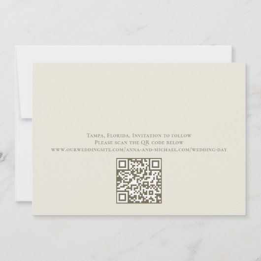 Calligrafie Vellum Simple Elegant Photo QR Code Save The Date (Achterkant)