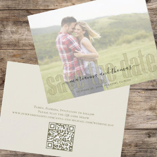 Calligrafie Vellum Simple Elegant Photo QR Code Save The Date