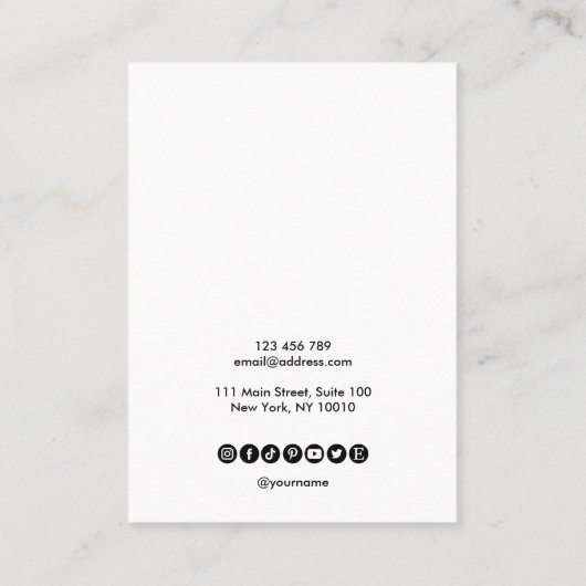 Calligrafie Verdien Ketting display card Visitekaartje (Achterkant)