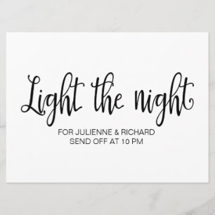 Calligrafie   "Verlicht de nacht" trouwbord Kaart