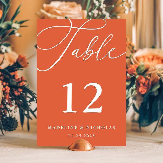 Calligrafie Verona Sunset Oranje bruiloft Kaart