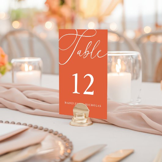 Calligrafie Verona Sunset Oranje bruiloft Kaart