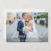 Calligrafie voor ooit Thankful Wedding 4 Foto Bedankkaart (Voorkant)