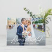 Calligrafie voor ooit Thankful Wedding 4 Foto Bedankkaart (Staand voorkant)