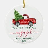 Calligrafie Vrachtwagen Eerste Kerstmis Geëmigende Keramisch Ornament (Voorkant)