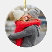 Calligrafie Vrachtwagen Eerste Kerstmis Geëmigende Keramisch Ornament (Achterkant)