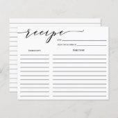 Calligrafie Vrijgezellenfeest Recipe Kaart (Voorkant / Achterkant)