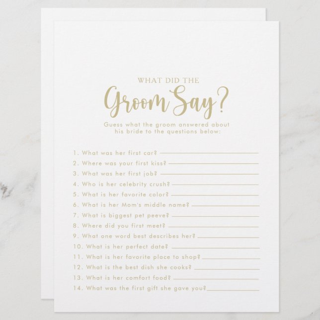 Calligrafie-Vrijgezellenfeest Wat heeft de Groom S (Voorkant / Achterkant)