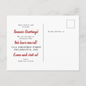 Calligrafie Vroege kerstboom Rood rijden Aankondigingskaart (Achterkant)