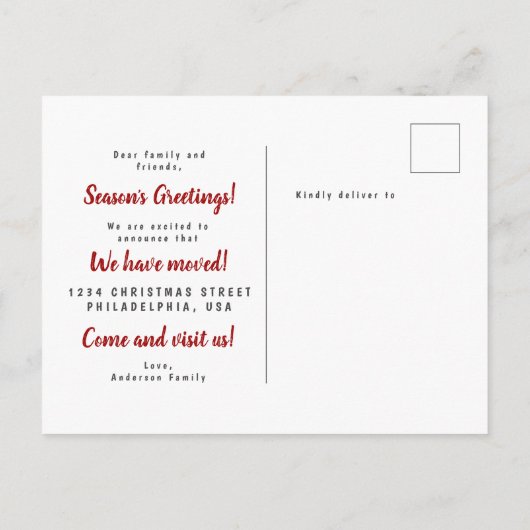 Calligrafie Vroege kerstboom Rood rijden Aankondigingskaart (Achterkant)