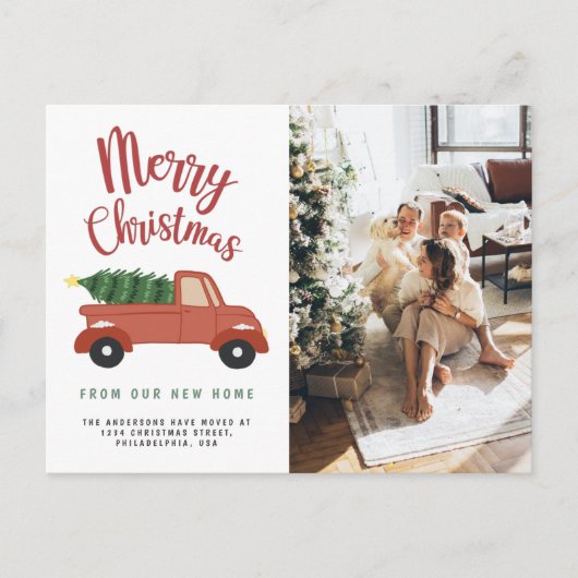 Calligrafie Vroege kerstboom Rood rijden Aankondigingskaart (Voorkant)