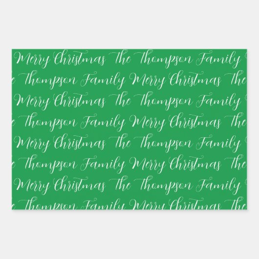 Calligrafie Vroegere kerst en aangepaste tekst Inpakpapier Vel (Voorkant 3)