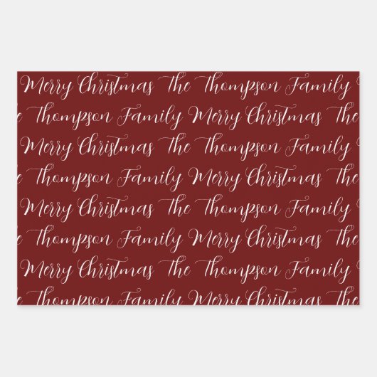 Calligrafie Vroegere kerst en aangepaste tekst Inpakpapier Vel (Voorkant)