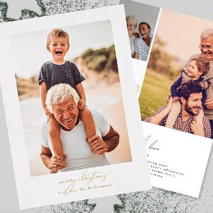 calligrafie vrolijk kerstfeest familie multi fot folie feestdagenkaart