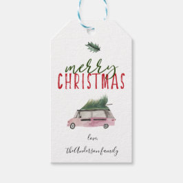 Calligrafie Vrolijk kerstfeest Van groen rood met  Cadeaulabel