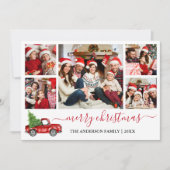 Calligrafie Vrolijk kerstrood Vrachtwagen 5 Foto Feestdagenkaart (Voorkant)