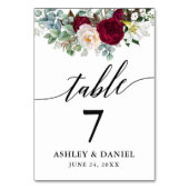 Calligrafie-Waterverf Burgundy Floral Wedding Kaart (Voorkant)