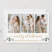 Calligrafie-Waterverf Eucalyptus Kerstmis Gold Feestdagenkaart (Voorkant)