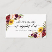 Calligrafie-Waterverf Floral Wedding Registry Informatiekaartje (Voorkant)