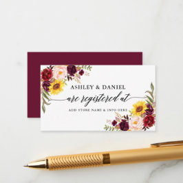 Calligrafie-Waterverf Floral Wedding Registry Informatiekaartje