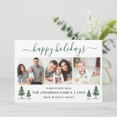 Calligrafie Waterverf Green Pines 3 Foto Feestdagenkaart (Staand voorkant)