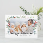 Calligrafie Waterverf Greenery kerstKaart (Staand voorkant)