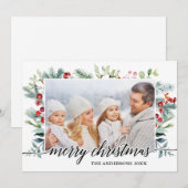 Calligrafie Waterverf Greenery kerstKaart (Voorkant / Achterkant)